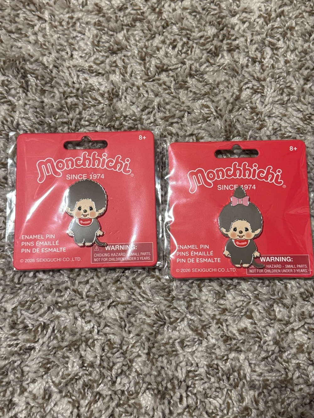 Monchhichi Enamel Pin - boy & girl